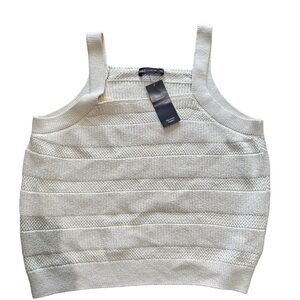 M&S collection women’s cropped crochet tank‎ ivory XL new